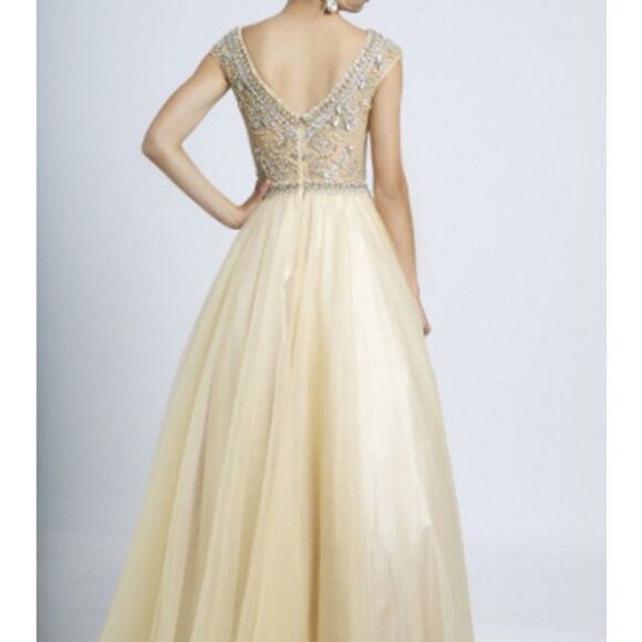 NWT Beaded Yellow/Tan Ball Gown Sz 4 - Picture 2 of 10